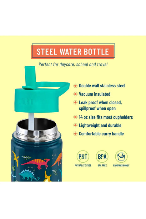 Dino 14 oz Stainless Steel Water Bottle