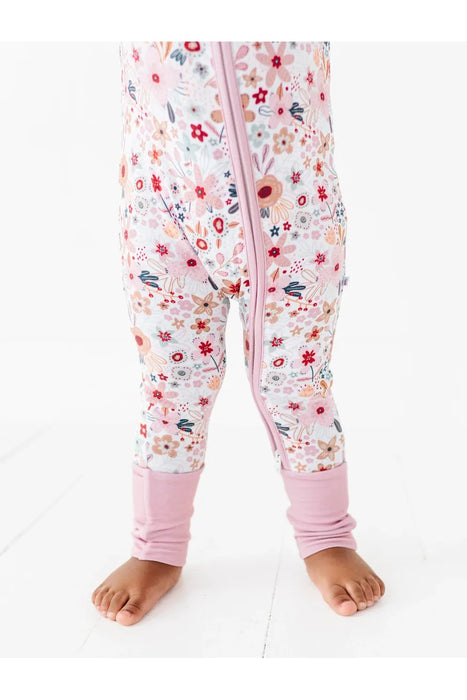 Bamboo One Piece Zip Pajama - Blossom