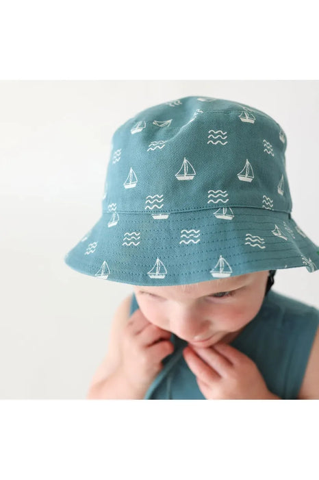 Reversible Organic Cotton Bucket Hat - Ocean Boats