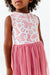 close up of Girl Model wearing Dixie Cowboy Western Pink Tank bamboo dress with tulle skirt