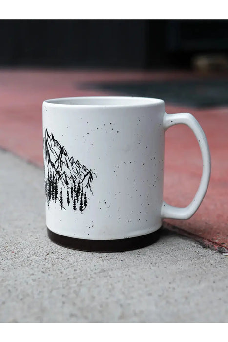 Mountain Sketch Ceramic Mug- White