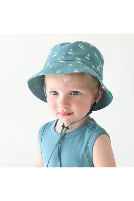 Reversible Organic Cotton Bucket Hat - Ocean Boats