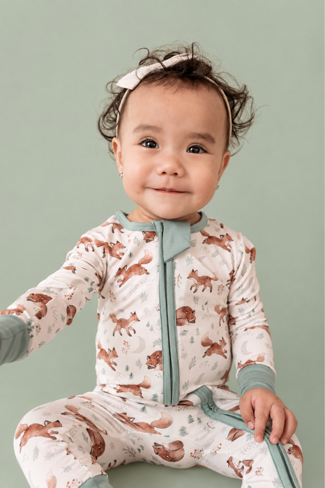 Bamboo One Piece Zip Pajama -Moonlit Fox
