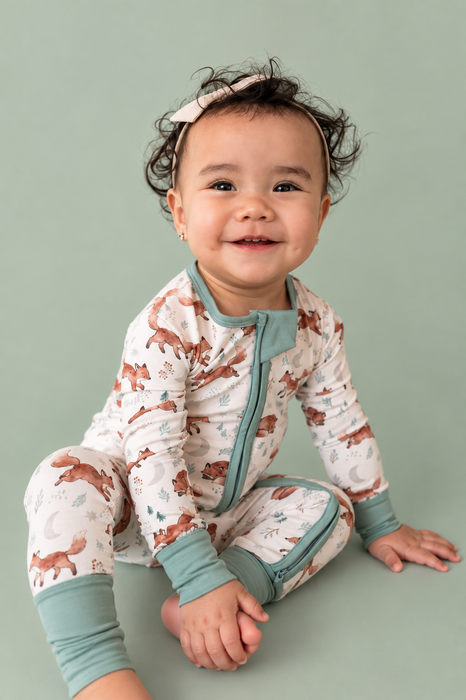 Bamboo One Piece Zip Pajama -Moonlit Fox