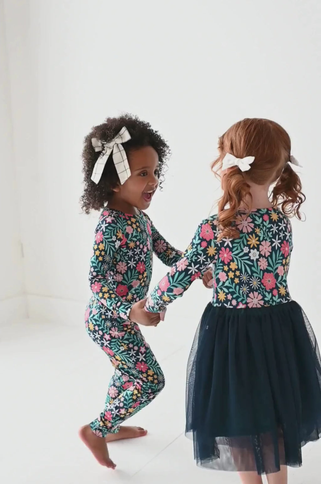 Bird and Bean PJs and Tulle Dress in Maren print video