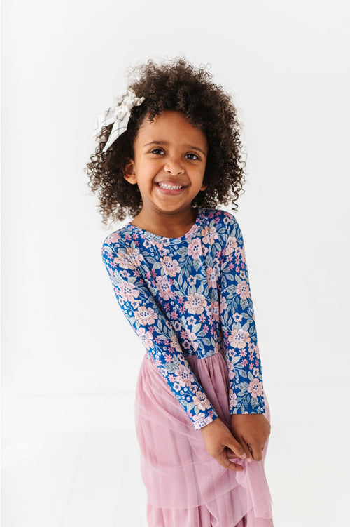 tulle skirt dress with posey floral pattern by Bird and Bean 