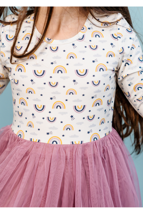 Long Sleeved Tulle Dress - Rainbow